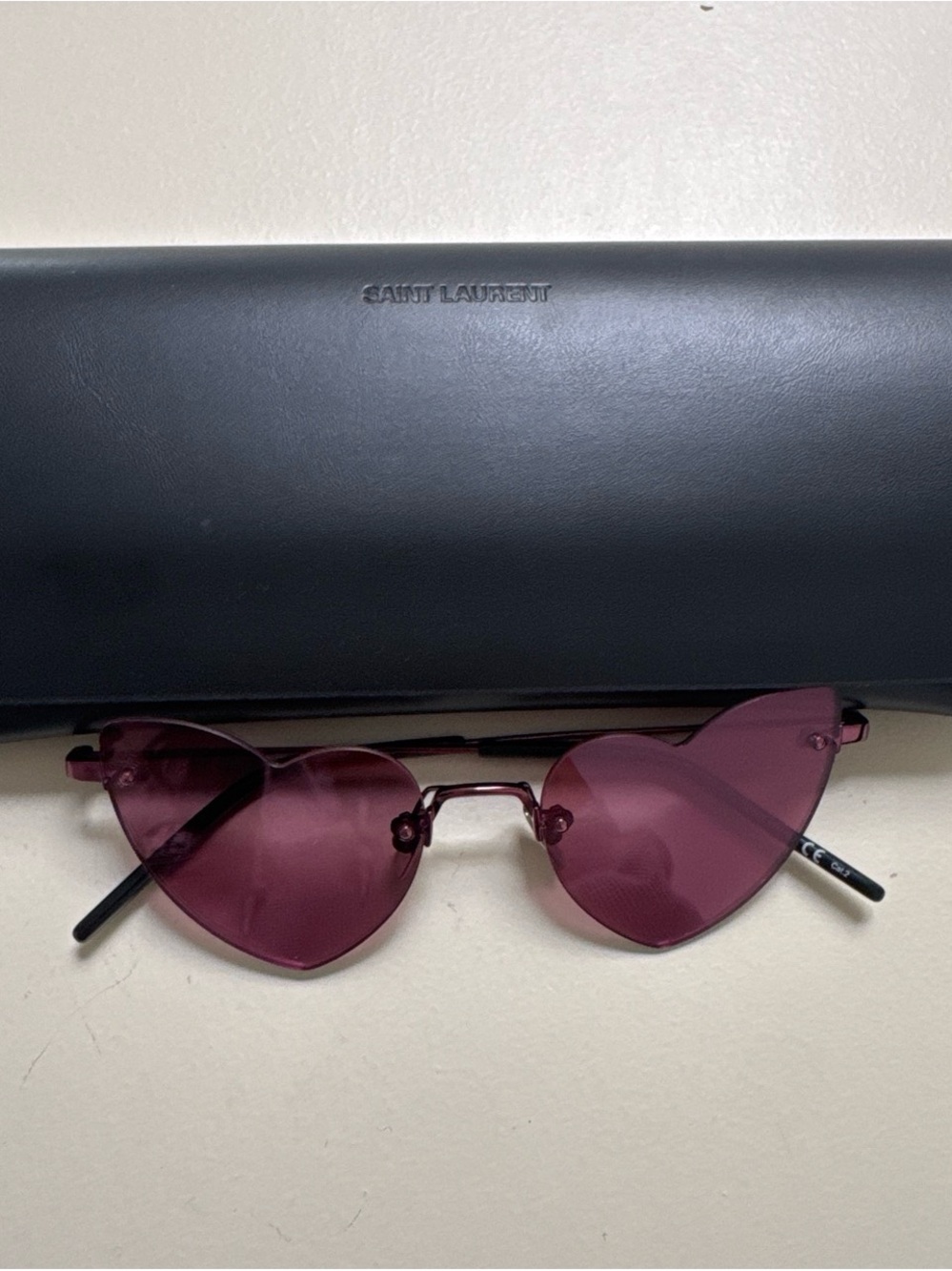 Saint Laurent Women’s Pink Heart Rimless Sunglasses